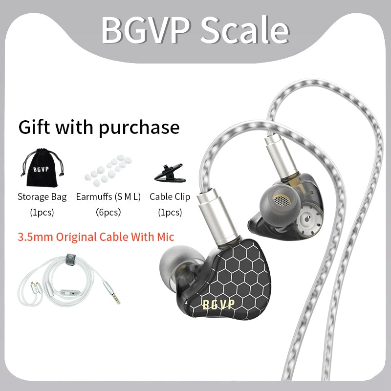 BGVP Scale Pro Hybrid Driver In-Ear Monitors with 1DD + 1BA for Audiophiles - Perfect for Music, Gaming & Studio Monitoring