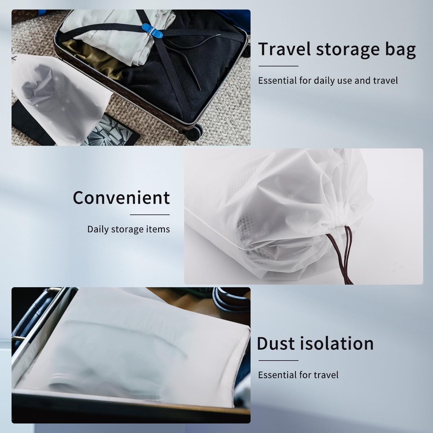5PCS Large Clear Waterproof Shoe Bags for Travel - Transparent Drawstring Shoe Storage Organizer Pouch for Men & Women | Perfect for Packing, Dust Protection & Gym Shoes Organization