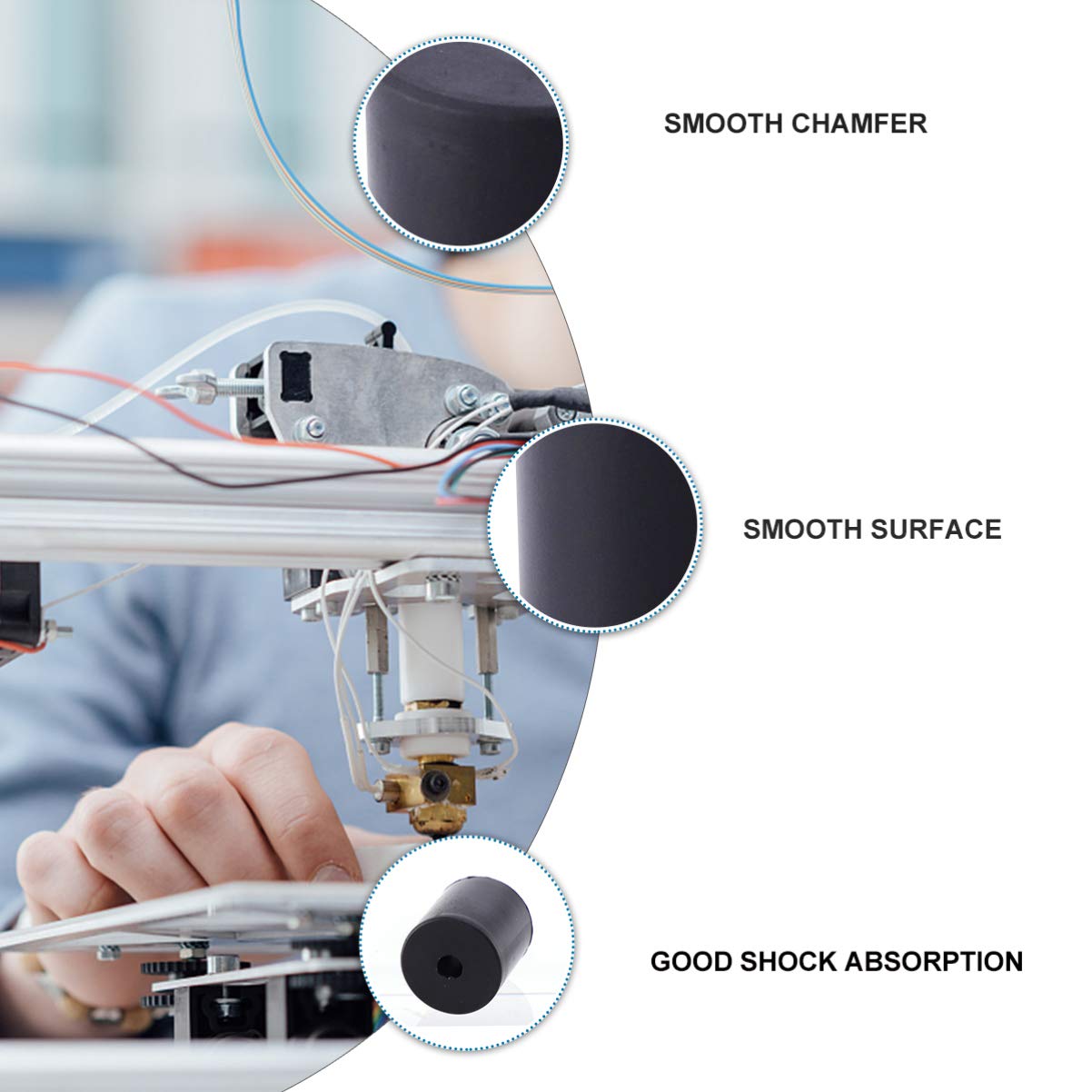 4pcs Silicone Bed Mounts for 3D Printer - Heatbed Leveling Columns & Spring Replacement Tool - Stable Silicone Buffer Parts for Ender 3, CR-10, Prusa Printers - Perfect for Precise Bed Leveling and Vibration Reduction
