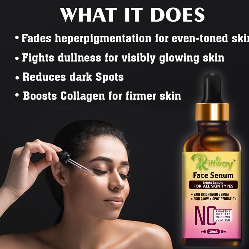 Sabates Brightening Face Serum with Indian Herbs - Dark Spot Corrector, Acne & Wrinkle Treatment for Clear, Glowing Skin | Hydrating Facial Serum for Dry Skin | Perfect for Daily Skincare Routine & Nighttime Use