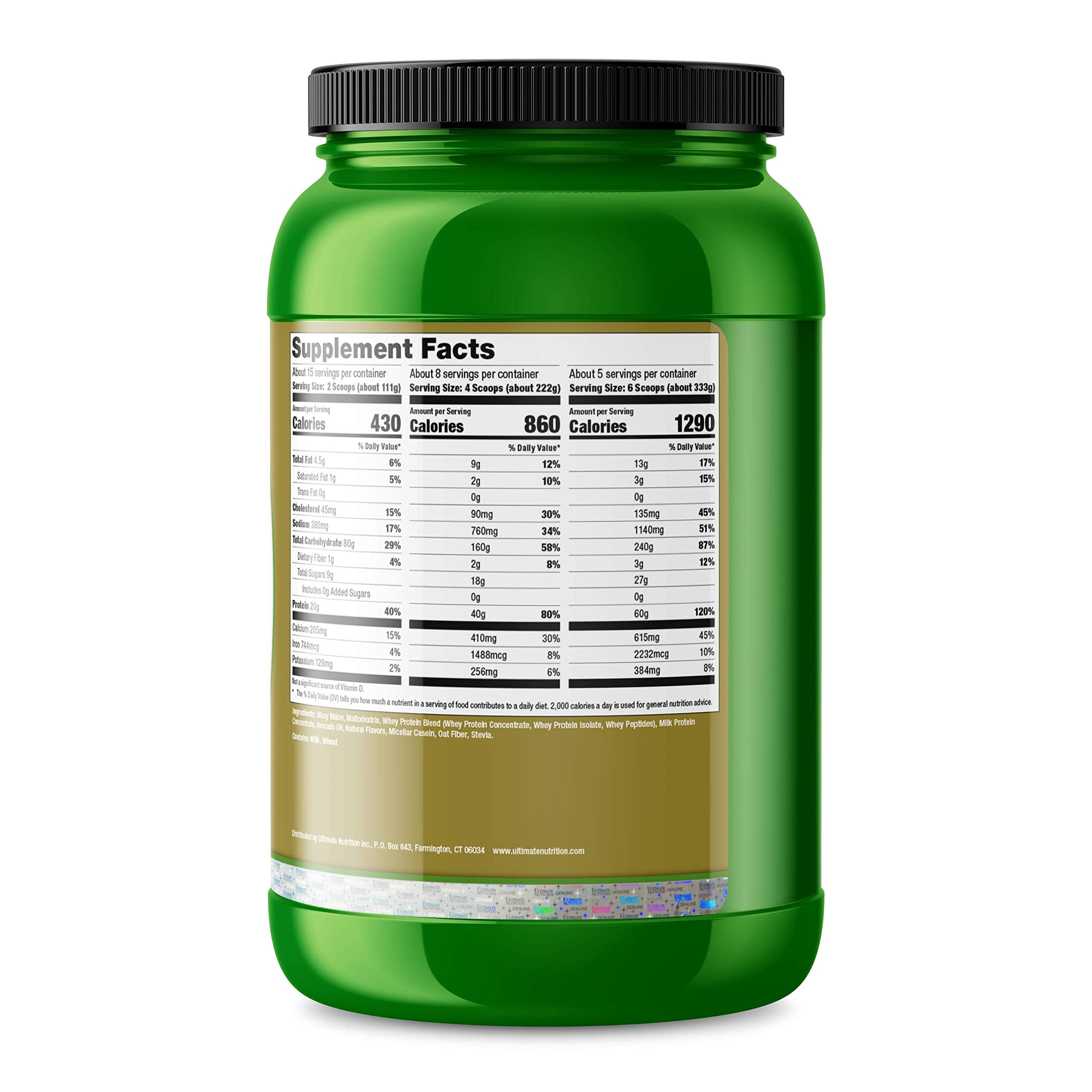 Ultimate Nutrition Natural Gainz Whey Protein Powder - Peanut Butter & Jelly Flavor | 3.6lbs Muscle Building Protein Supplement with Micellar Casein & Milk Protein | Post-Workout Recovery & Weight Gain Support