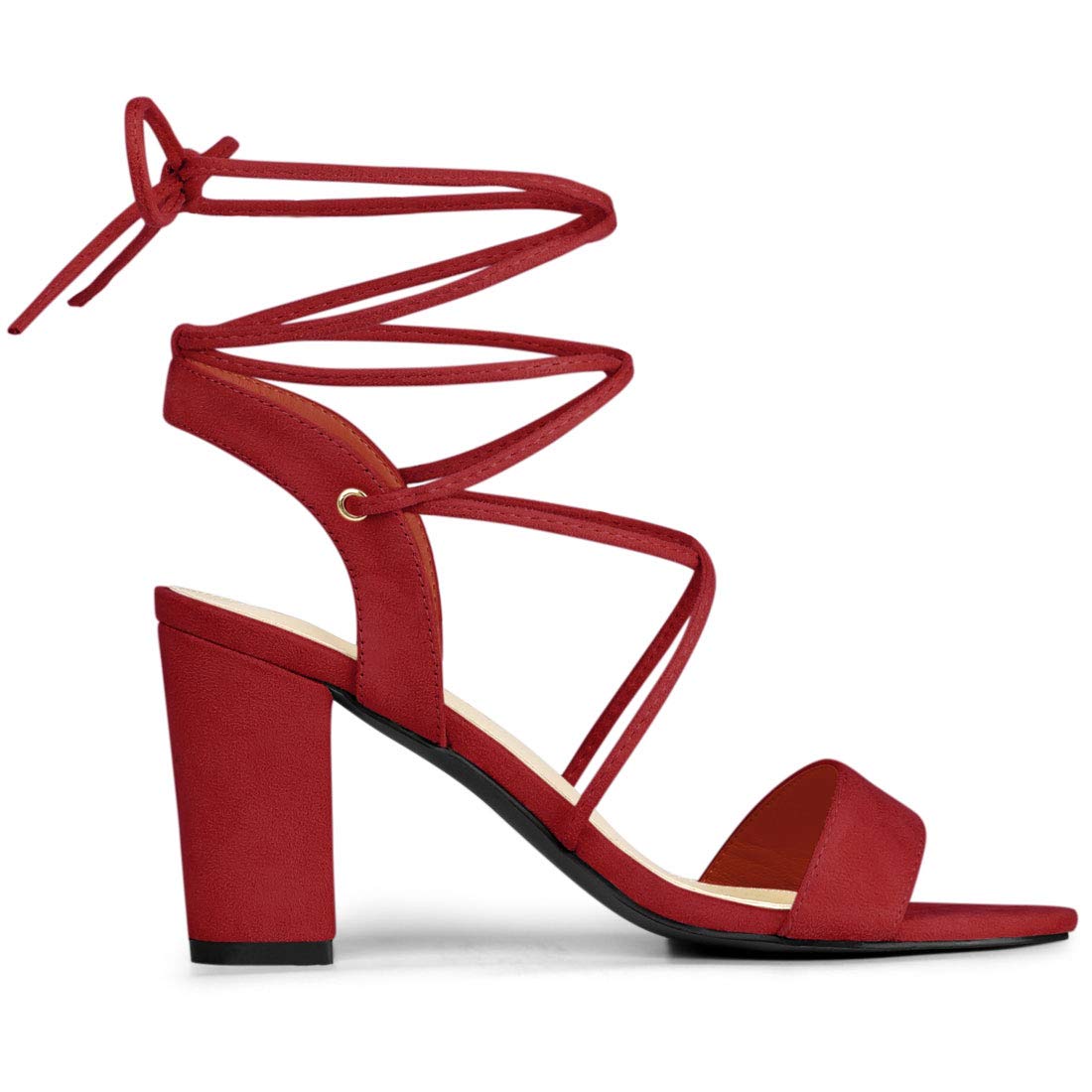 Allegra K Women's Clear Strap Block Heel Lace-Up Sandals - Comfortable Chunky Heel Dress Shoes for Wedding, Party & Evening Occasions