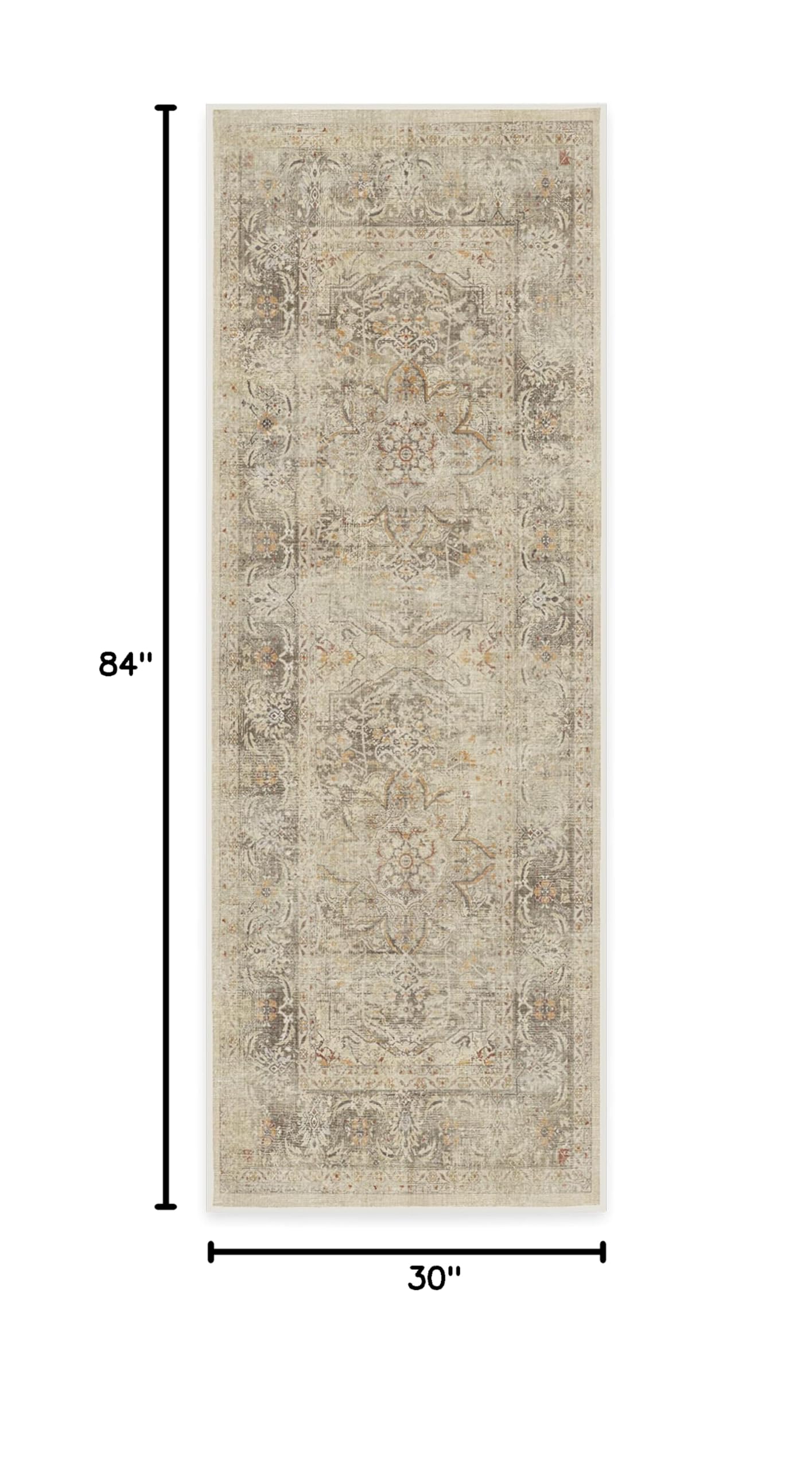 Ruggable Washable 2x7 Runner Rug - Sarrah Hazel | Non-Slip Premium Rug for Hallway, Kitchen, Entryway, Living Room, Bedroom & Office | Perfect for High-Traffic Areas & Pet-Friendly Homes
