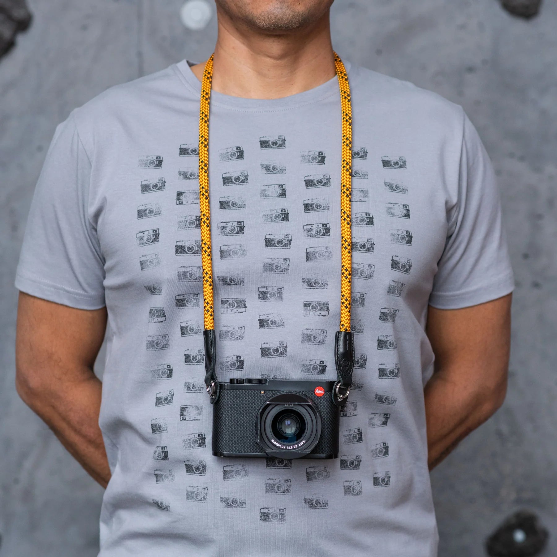 Cooph Rope Camera Strap with Split Ring - 45.3 Inch (115cm) Adjustable Neck Strap for DSLR & Mirrorless Cameras - Durable Duotone Honey Design for Travel & Outdoor Photography
