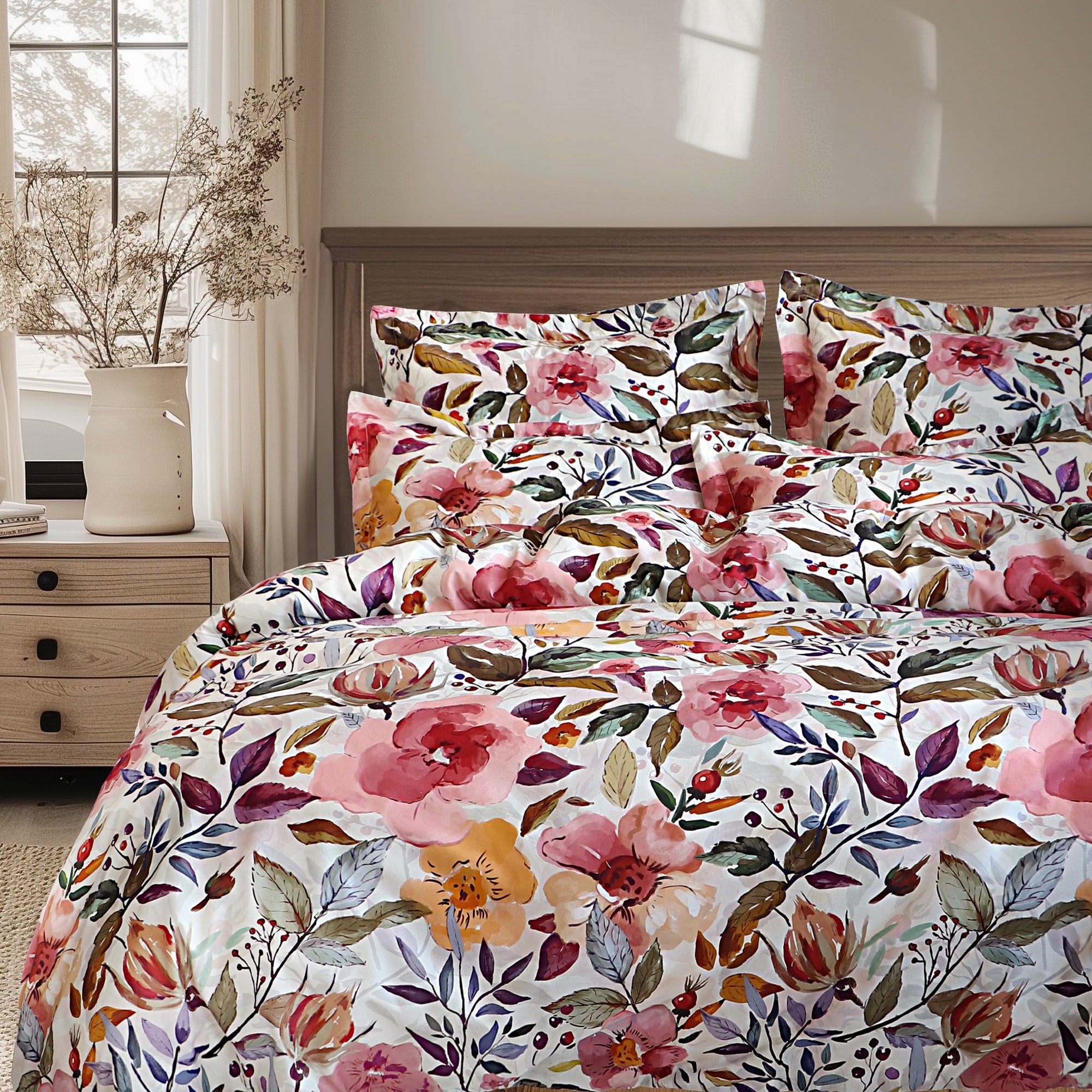 Luxury Mona Duvet Cover Set - Queen Size 3-Piece Bedding Set with Pillowcases, Soft & Breathable Cotton for Comfortable Sleep - Perfect for Master Bedroom, Guest Room & Hotel Decor