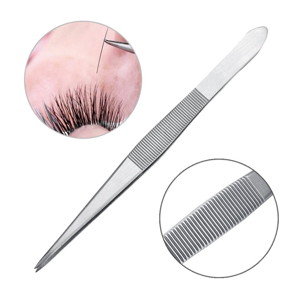Professional Stainless Steel Eyelash Extension Tweezers - Straight Tip for Precision Application | Perfect for Salon, DIY Lash Extensions & Makeup Artists
