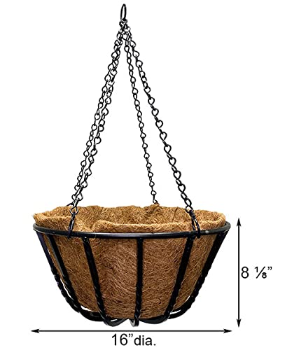 Gardman Blacksmith Hanging Baskets with Coco Liners - 16 Inch Diameter, Set of 2 - Perfect for Patio, Garden, and Outdoor Decor