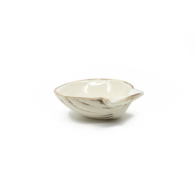 Premium Ceramic Dipping Bowl with Scallop Design - Elegant Appetizer & Condiment Serving Dish for Parties, Dips, Sauces & Sushi - by Royce McGlashen