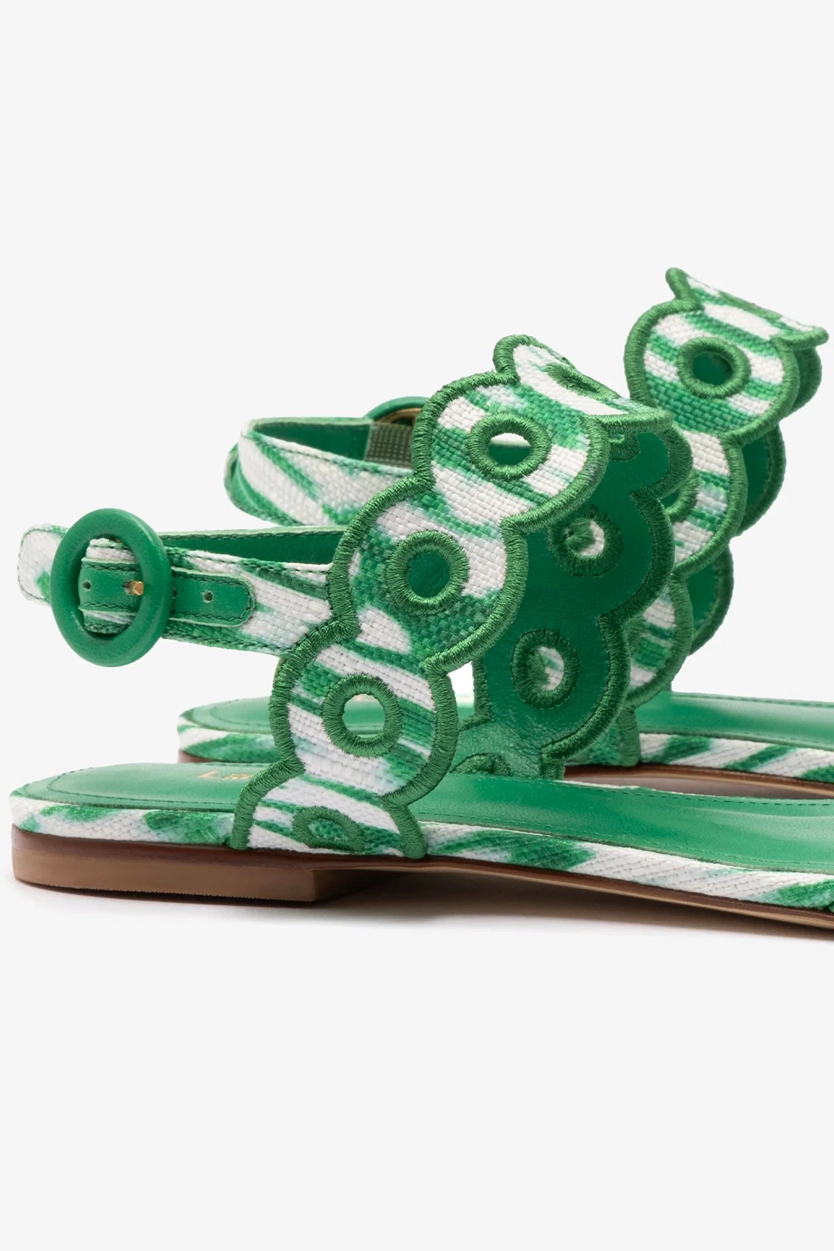 Florence Tie Dye Evergreen Raffia Flat Sandal - Women's Bohemian Summer Beach Sandals for Vacation, Wedding & Casual Outings