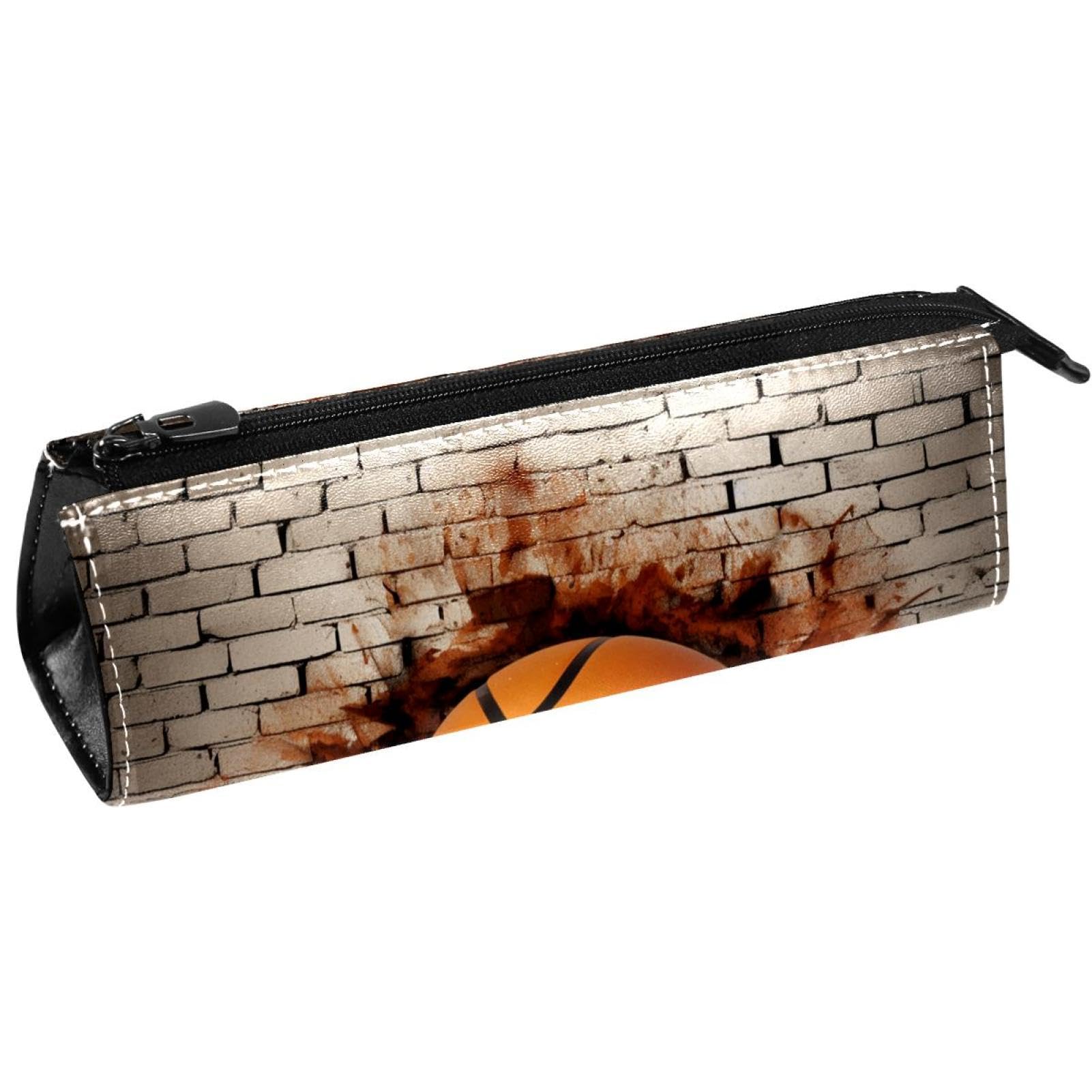 3D Basketball Pattern Pencil Pouch - Small Pen Case for School, Office & Travel - Durable Zippered Pencil Holder for Students, Artists & Professionals