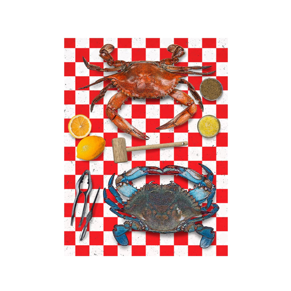Premium Cotton Flour Sack Kitchen Towels - Soft & Absorbent Dish Towels for Drying Dishes, Cleaning & Decor - Crab Print Design by Alphie & Ollie - Ideal for Kitchen, Dining & Gift Giving