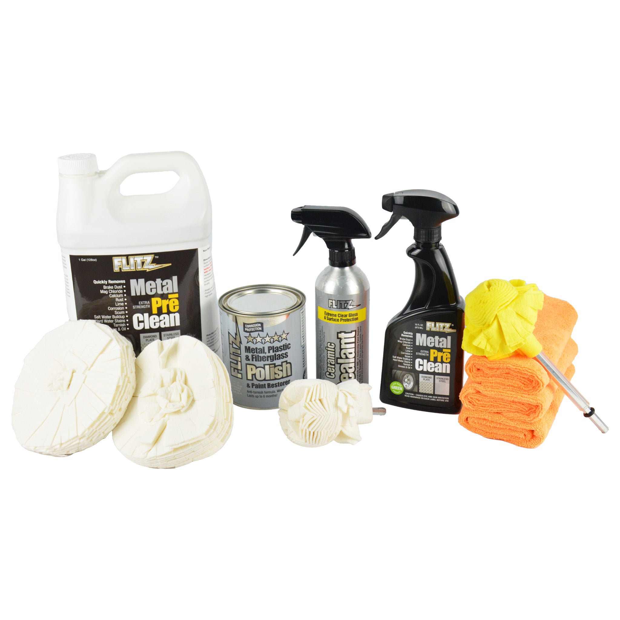 Flitz Professional Metal Polishing Kit - Car, Motorcycle & Jewelry Polish with Free Bonus - Perfect for Auto Detailing, Home Restoration & DIY Projects