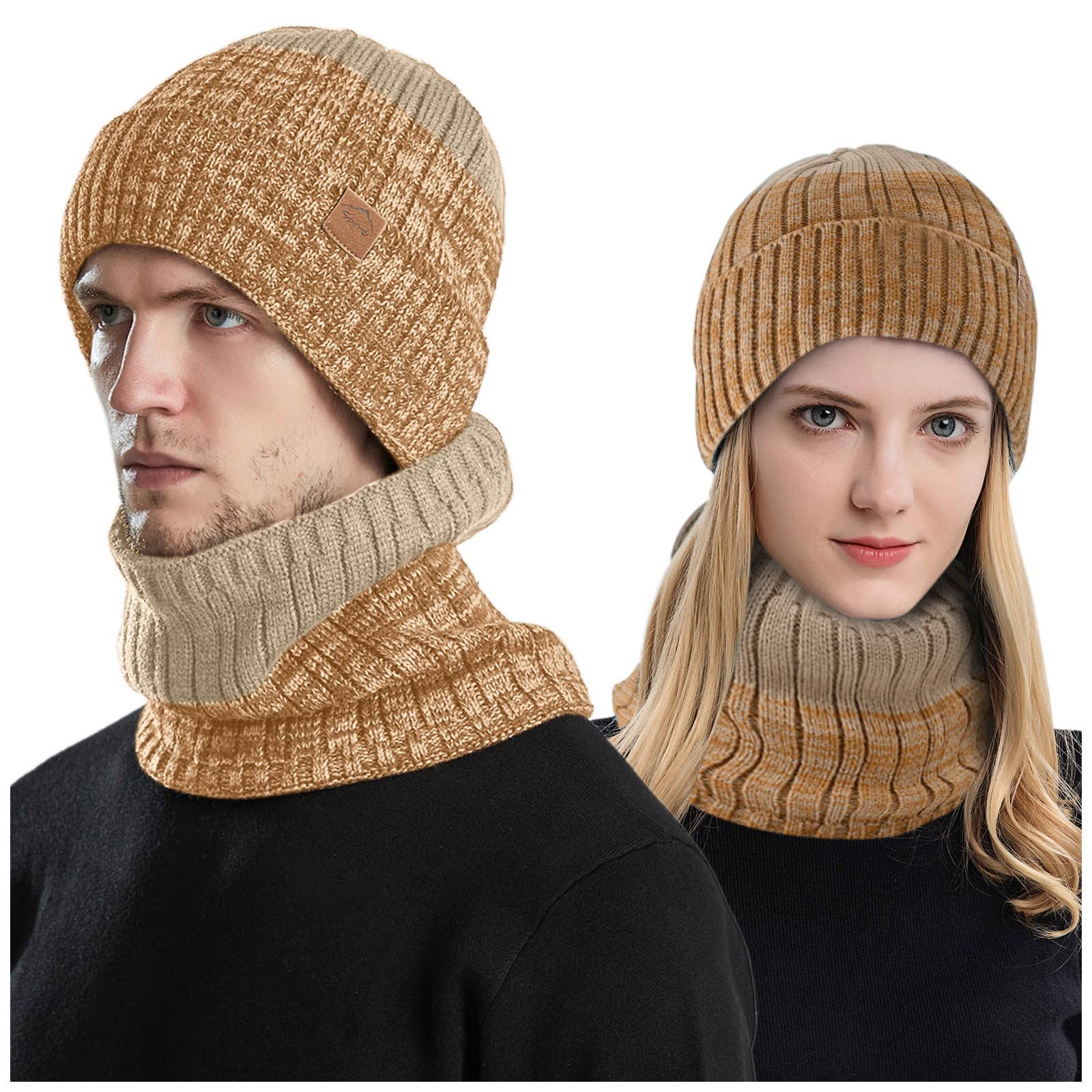 Men's & Women's Winter Beanie Hat and Scarf Set - Fleece Lined Knit Skull Cap & Neck Warmer for Cold Weather - Perfect for Skiing, Snowboarding, and Outdoor Winter Activities