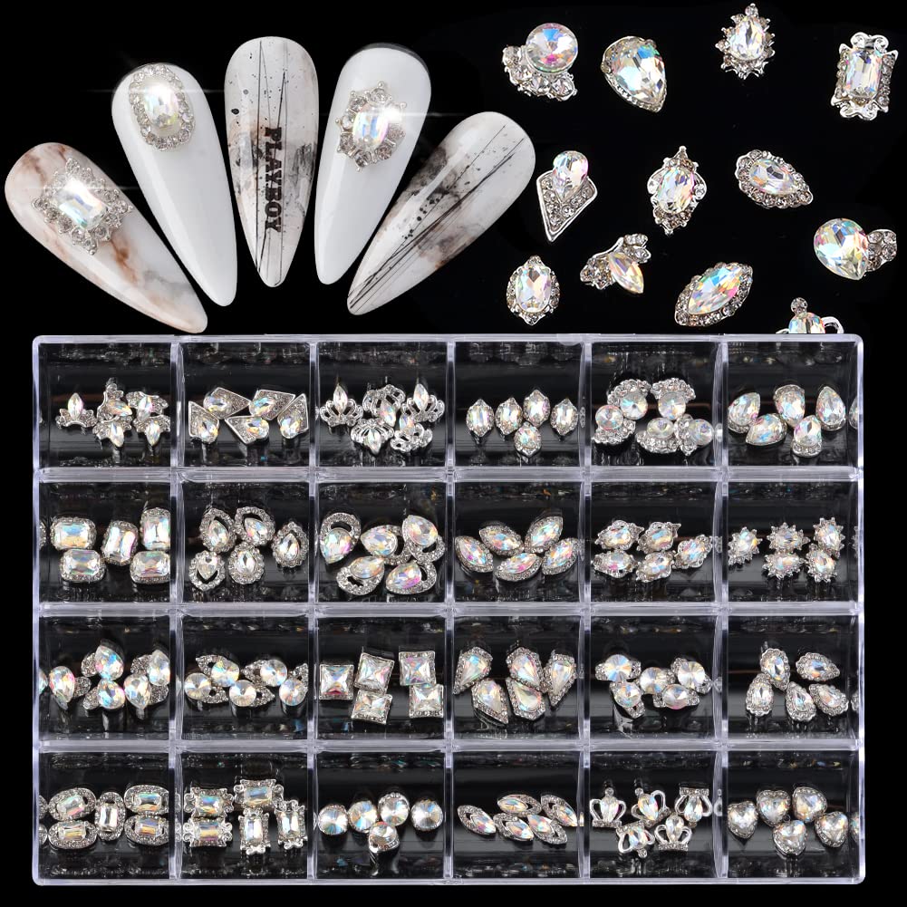 3D Nail Rhinestones Kit - 120Pcs Mixed Shapes for Nail Art & Crafts (24 Styles) - Perfect for DIY Manicures & Nail Decorations