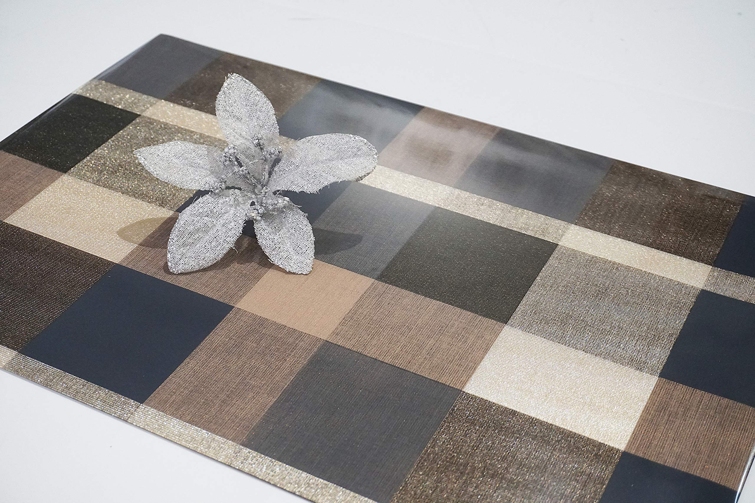 Stylish Blue Plaid Vinyl Placemats Set of 4 - 12