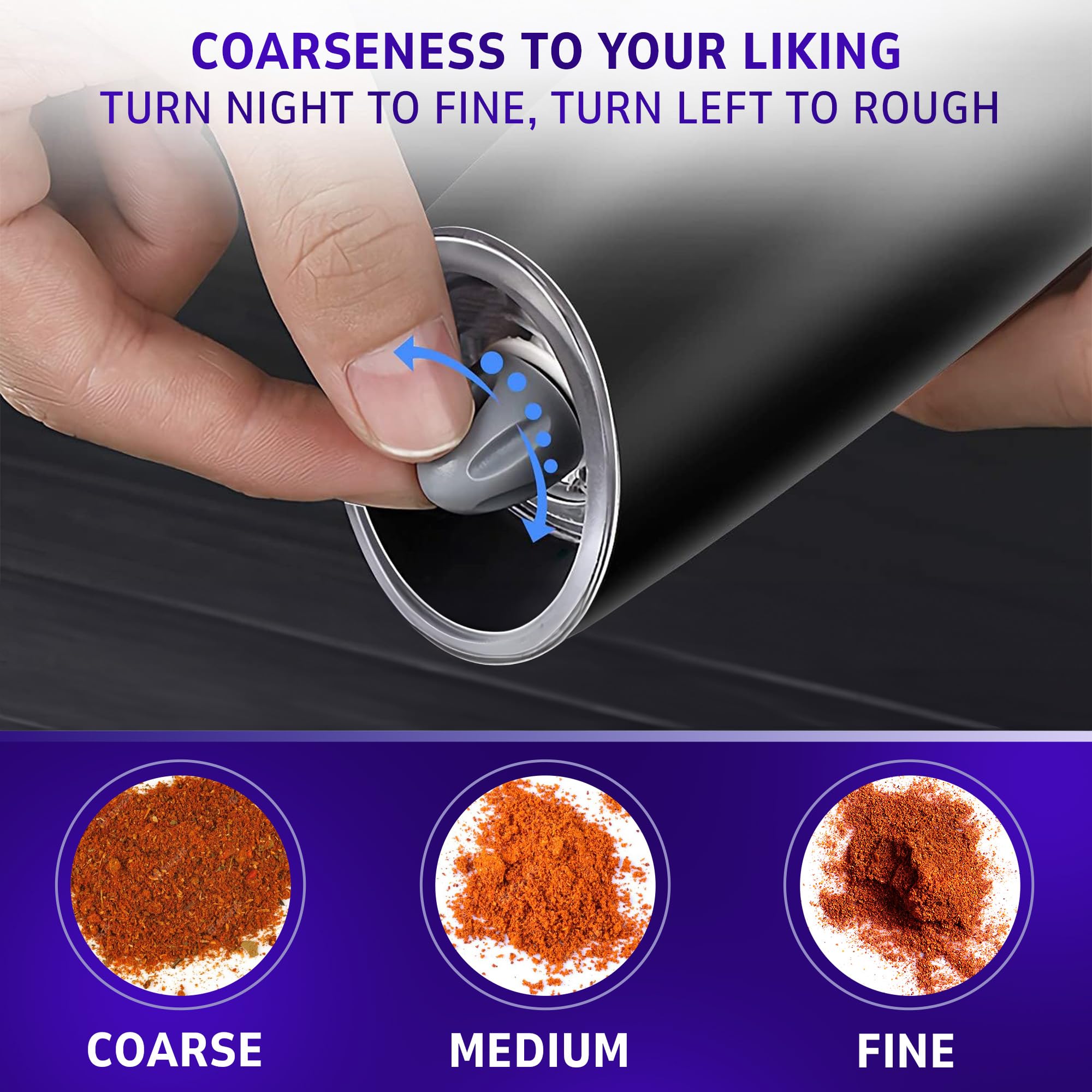 2Pcs Electric Salt and Pepper Grinder Set - Automatic Gravity Operated Spice Mill with Adjustable Coarseness - Perfect for Kitchen, Dining Table, Camping & Gifting