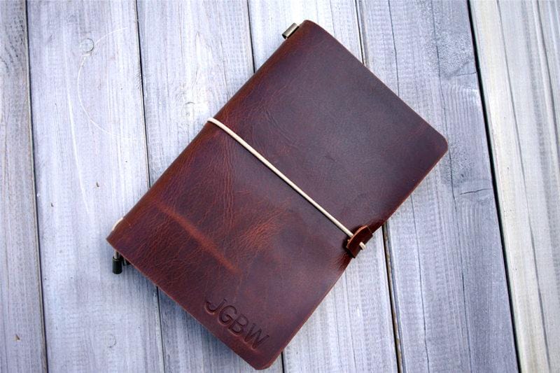 Personalized Leather Travel Bullet Journal Notebook - Custom Name & Date - Perfect for Travel Planning, Daily Journaling & Gift Giving