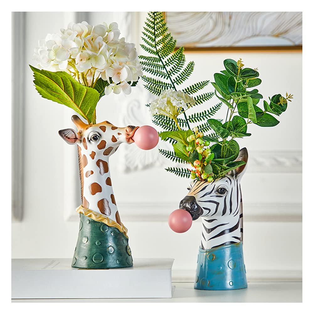 Cute Cartoon Zebra Resin Succulent Planter - Decorative Flower Pot for Artificial & Dried Flowers - Indoor/Outdoor Plant Container - Perfect for Home, Living Room, Office & Garden Decor