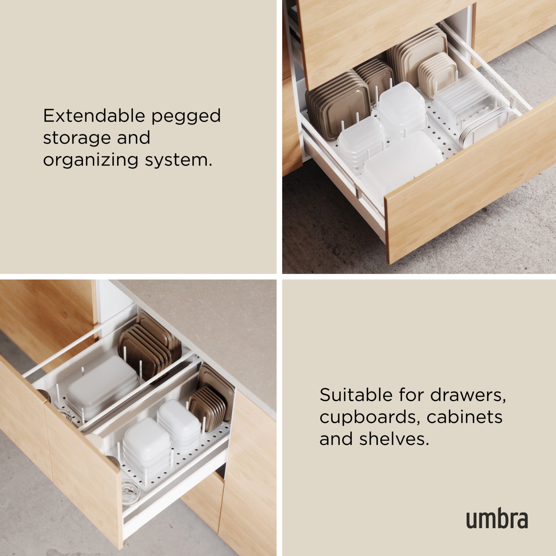 Peggy Drawer Organizers Set of 2 - Bamboo Drawer Dividers for Clothes, Socks & Underwear - Perfect for Bedroom, Closet & Dresser Organization