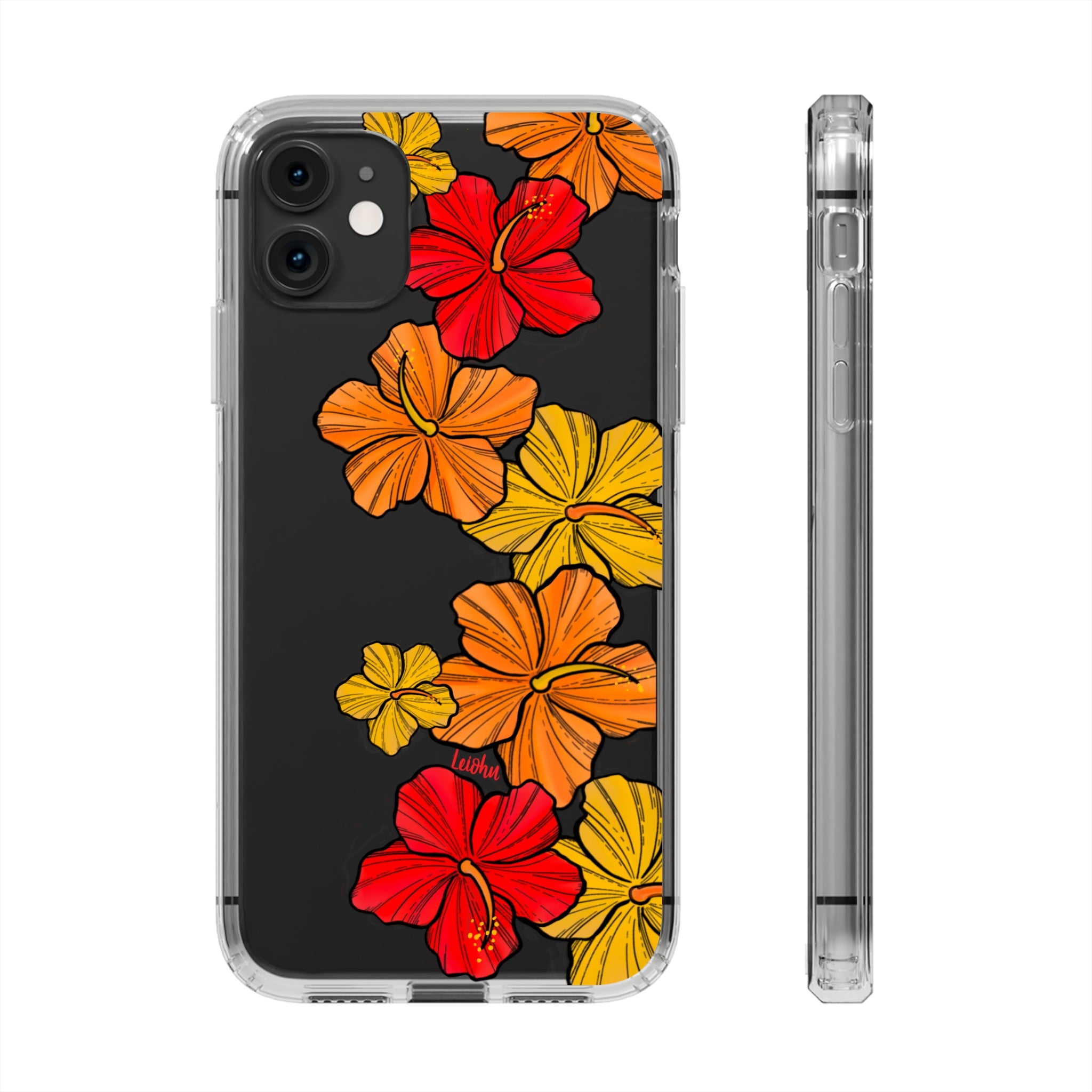 Hibiscus Retro Clear Phone Case - Durable Protective Cover for iPhone & Samsung - Floral Design for Stylish Protection | Perfect for Everyday Use, Travel & Gifting