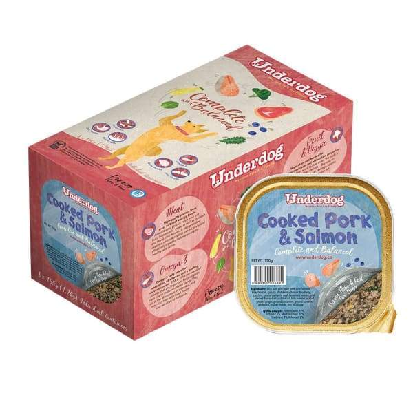 Premium Underdog Cooked Pork & Salmon Fresh Frozen Dog Food - 1.2kg Pack | Grain-Free, High-Protein Meal for Adult Dogs | Perfect for Daily Feeding & Training Treats