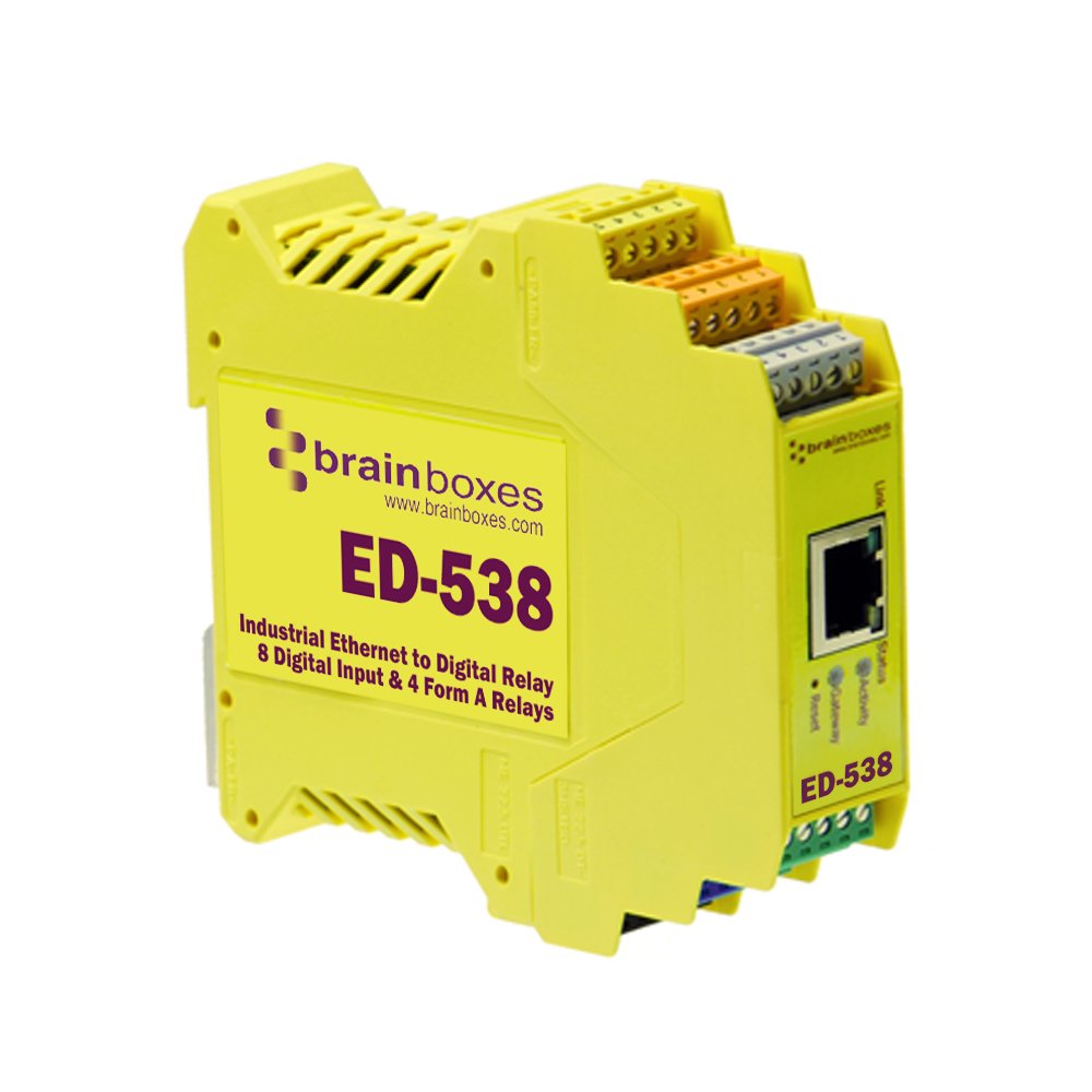 Brainboxes ED-538 Ethernet to Digital I/O Relay Module - Industrial Automation & Remote Control Solution for Smart Homes, IoT Devices, and Factory Equipment