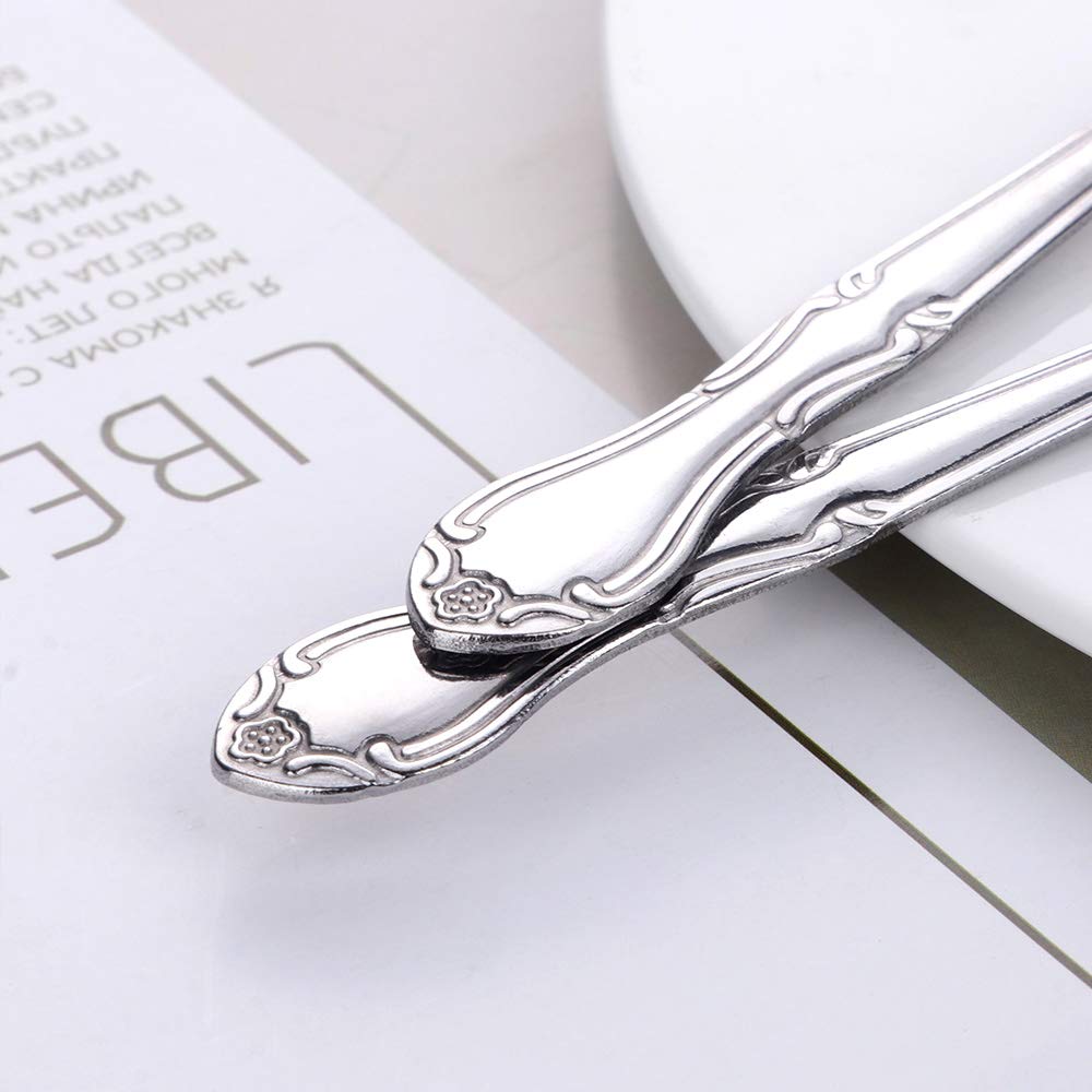 12-Piece Stainless Steel Dinner Forks Set - Rose Pattern Salad & Dessert Forks, 7.3