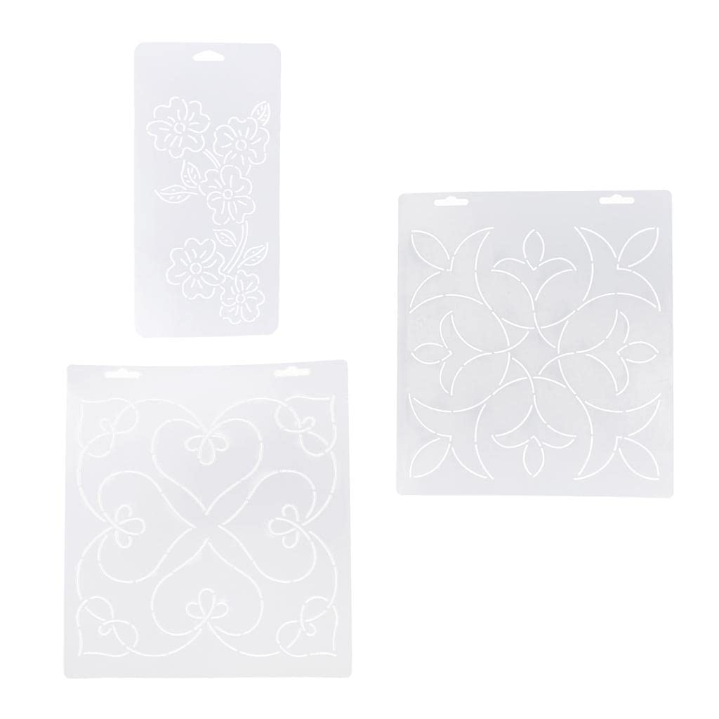 Bonarty 3-Piece Plastic Quilting Stencil Set - Multi-Shape Drawing Templates for Embroidery, Patchwork & Sewing - Perfect for DIY Crafts, Scrapbooking & Fabric Design Projects