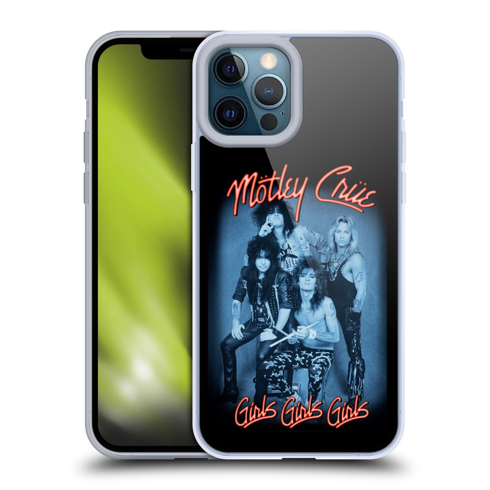 Motley Crue Girls Neon Art Soft Gel Case for iPhone 12 Pro Max | Officially Licensed by Head Case Designs | Perfect for Concerts, Parties, and Rock Enthusiasts