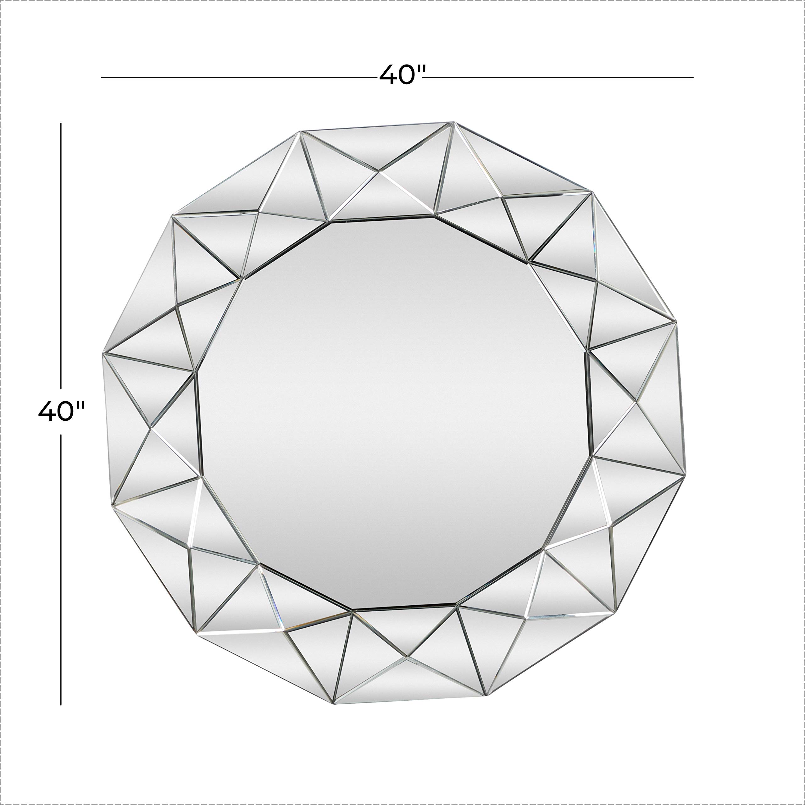 Deco 79 Starburst Wall Mirror 40 Inch Round Silver Glass Entryway Mirror - Modern Home Decor for Living Room, Bedroom, Hallway & Foyer (Wall Mounted)