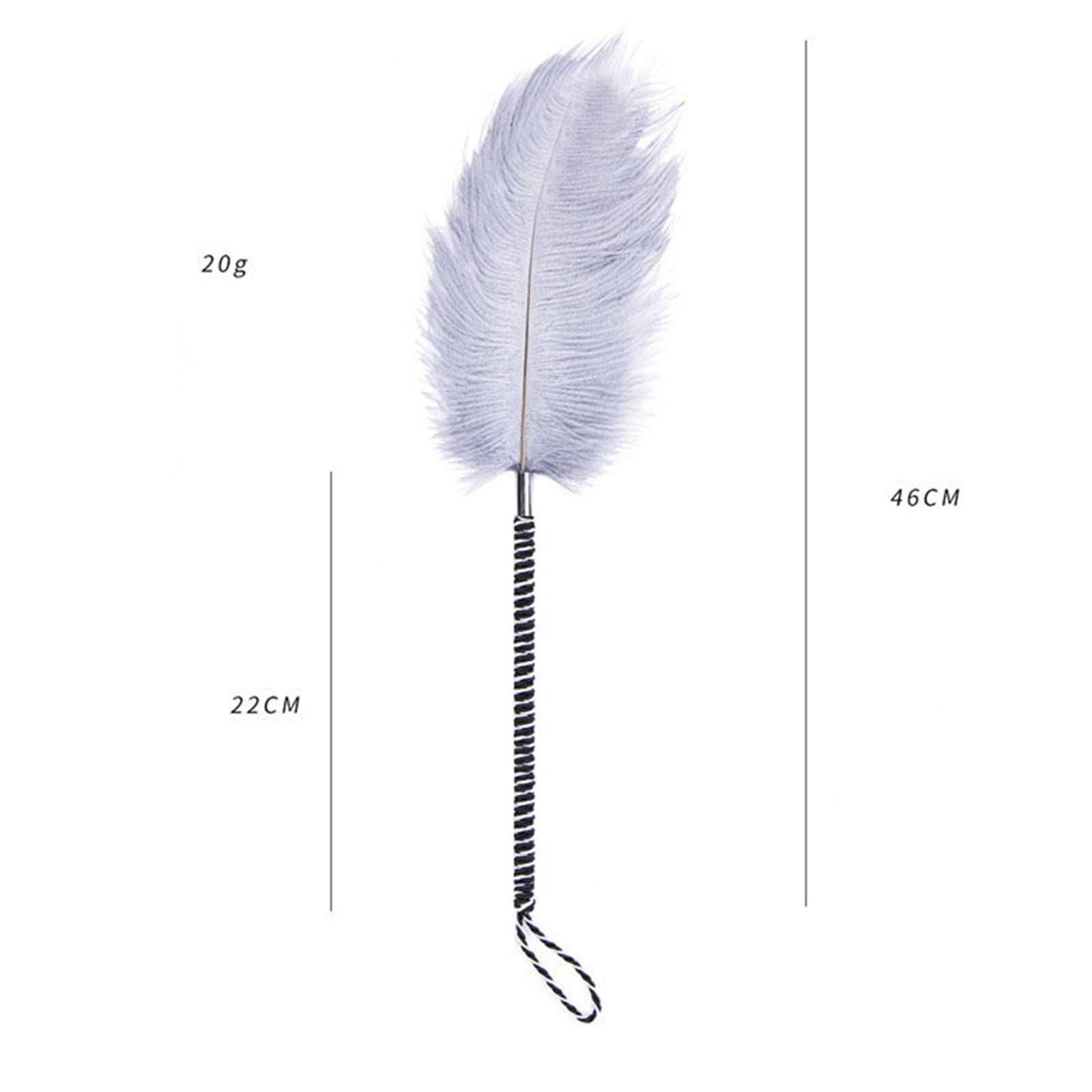 Milageto 1 Piece White Feather Tickler Toy with Handle - Sensual Massage Tool for Couples, Romantic Foreplay & Intimate Play