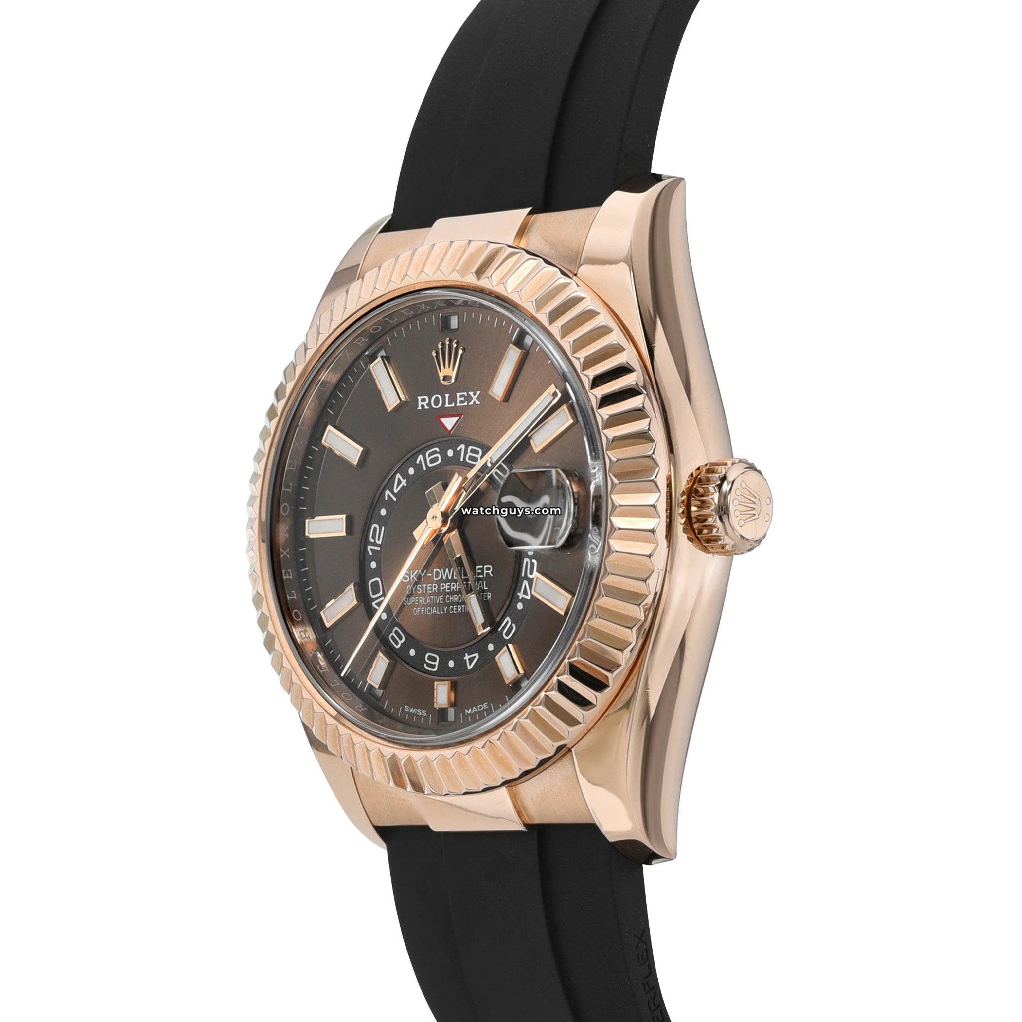 Rolex Sky-Dweller 326235 Men's Luxury Watch - 18K Everose Gold, Chocolate Dial, Oysterflex Bracelet - Perfect for Business, Travel & Special Occasions