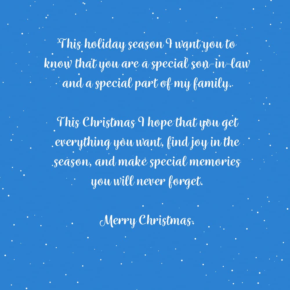 Premium Christmas Card for Son-in-Law - 5x7.75 Inch Eco-Friendly Greeting Card with Thick Cardstock & Envelope - Made in USA - Perfect for Holiday Gifts, Family Celebrations & Festive Mail Exchanges
