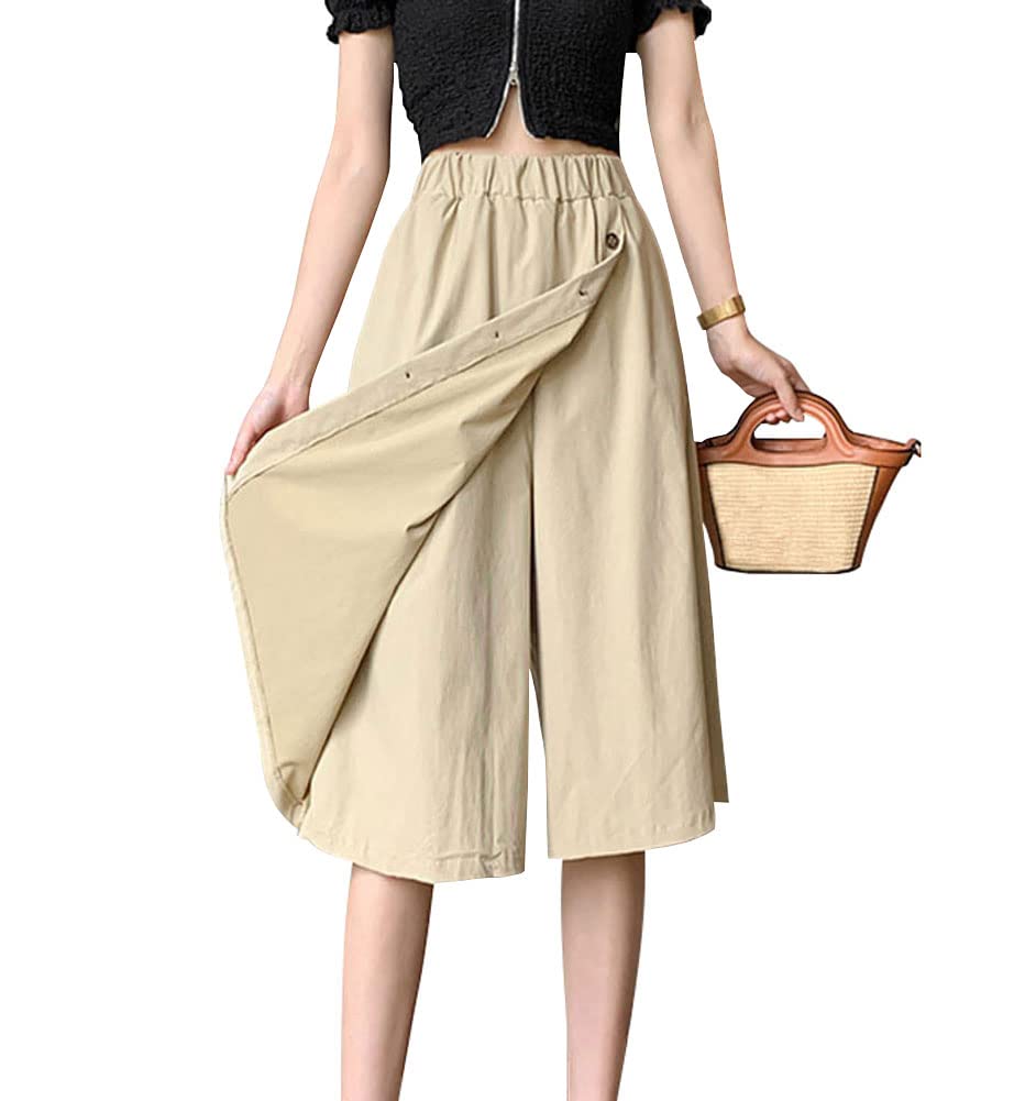 Women's High Waisted Bermuda Shorts with Button Decor & Pockets - Casual Wide Leg Denim Shorts for Summer Outfits, Beach Vacations and Street Style Fashion