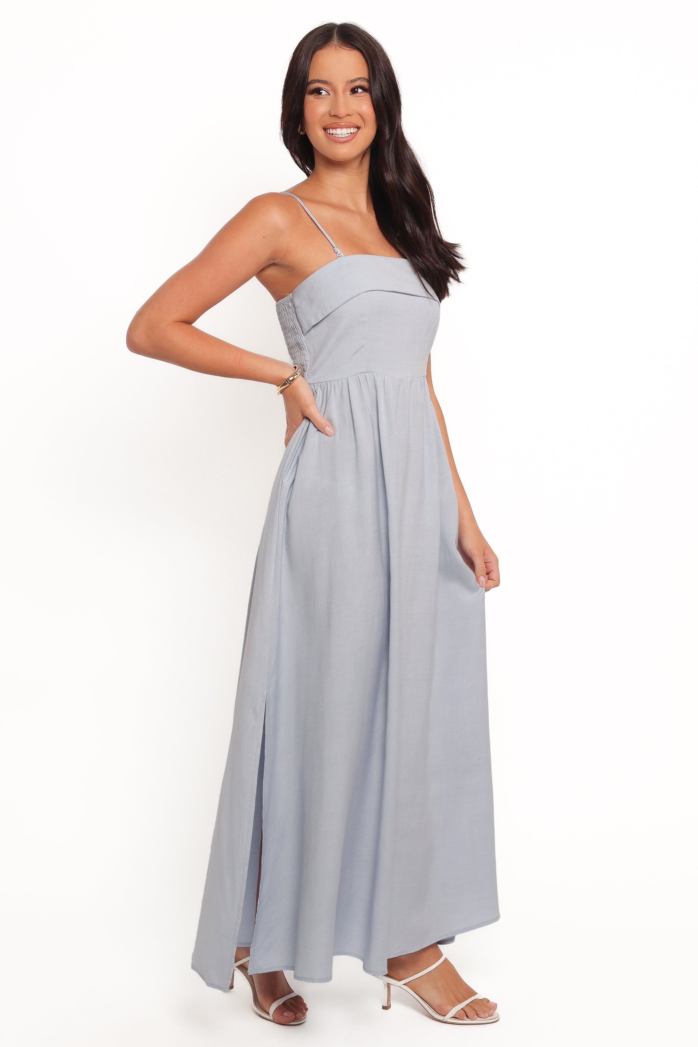 Imogen Midi Dress - Women's Flowy Blue Summer Dress for Casual & Beach Wear | Elegant A-Line Dress with Pockets | Perfect for Vacation, Date Night & Outdoor Events