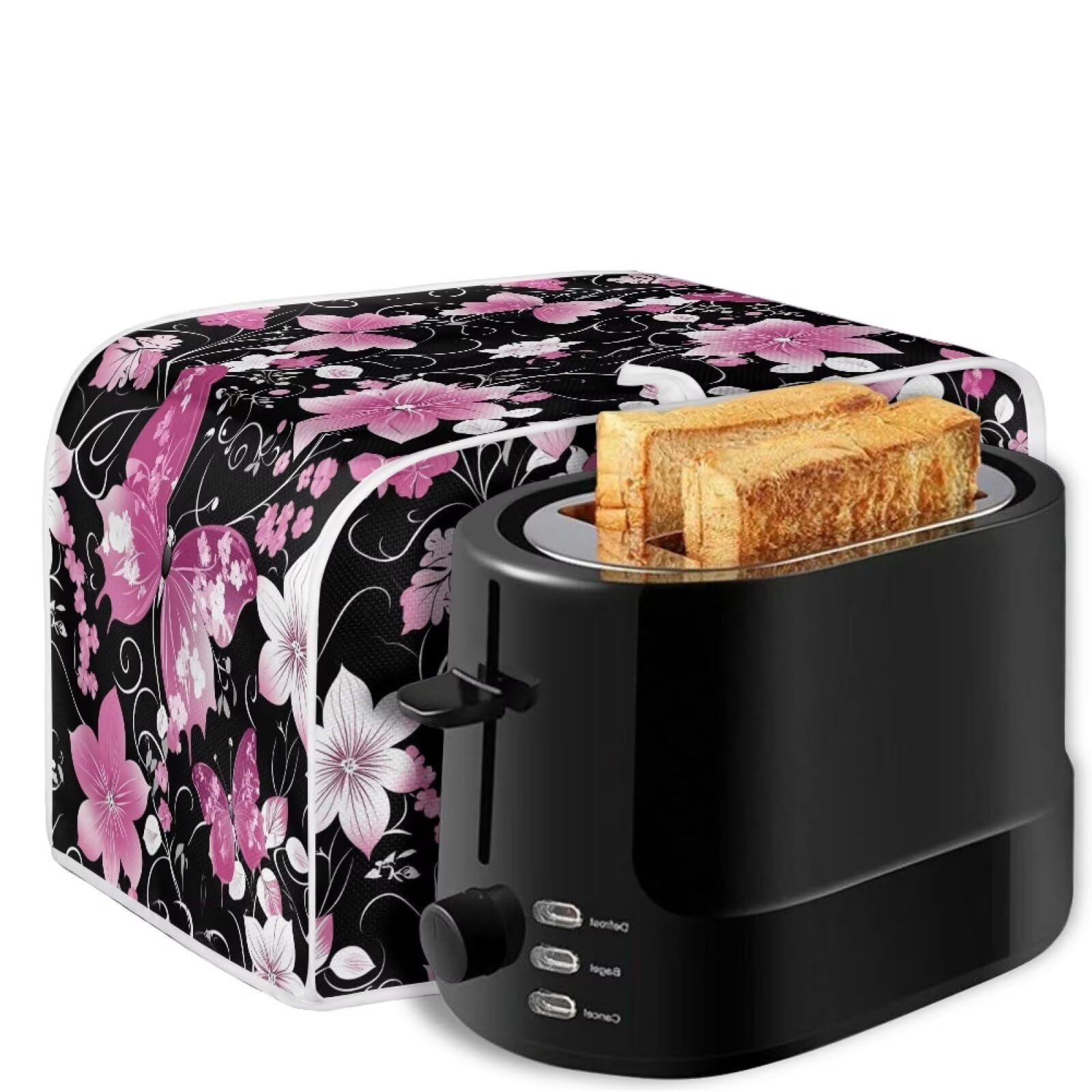 ZFRXIGN 2-Slice Toaster Cover - Flower Butterfly Design, Machine Washable Dust Cover for Toaster Oven - Purple Kitchen Appliance Protector for Home Decor | Perfect for Small Kitchens, Dorm Rooms & Gift Ideas