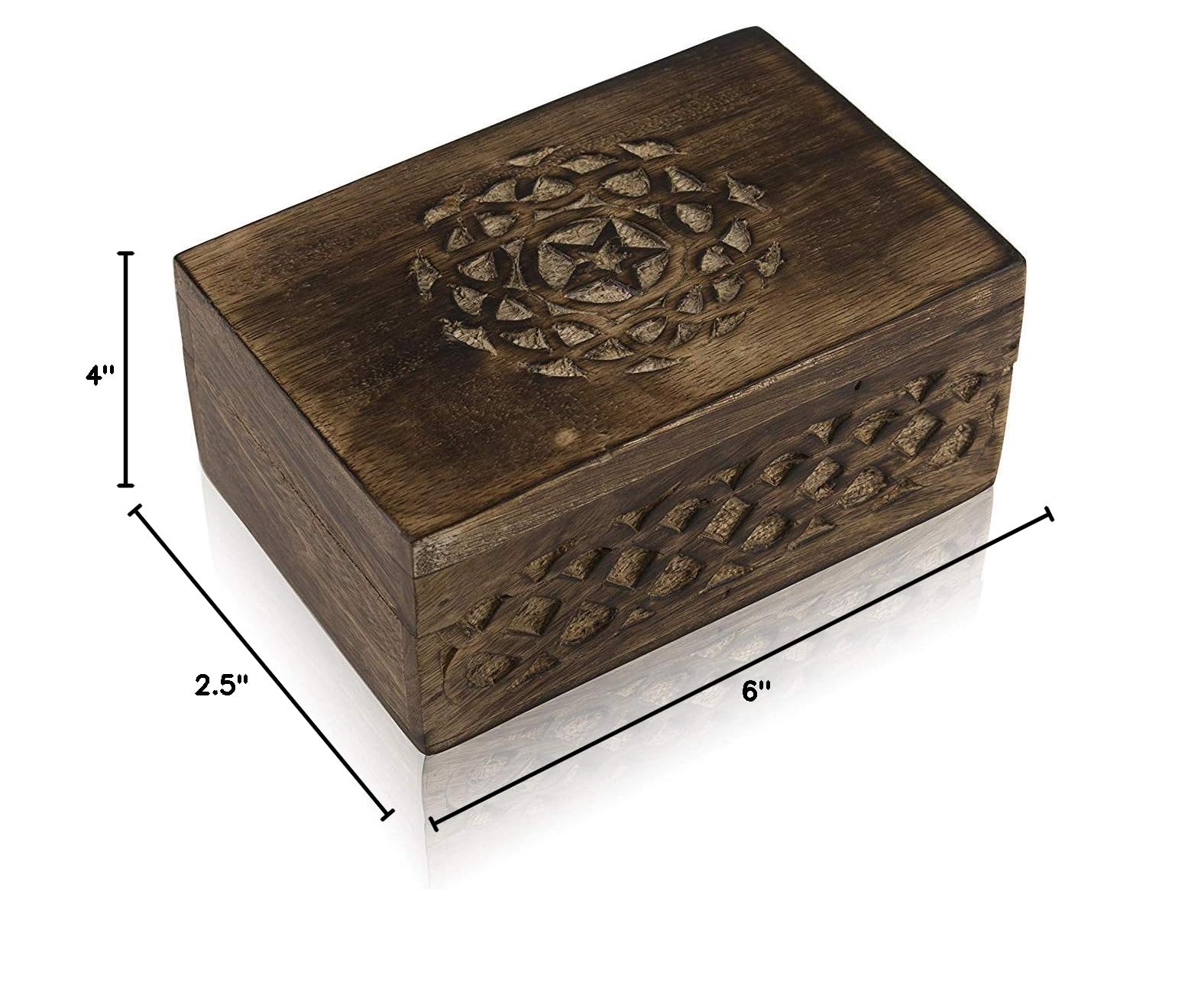 Handmade Wooden Jewelry Box - 6 x 4 Inch Decorative Treasure Chest for Jewelry, Watches & Keepsakes | Perfect Birthday Gift & Jewelry Organizer with Lock | Ideal for Home Decor, Wedding Gifts & Travel Storage