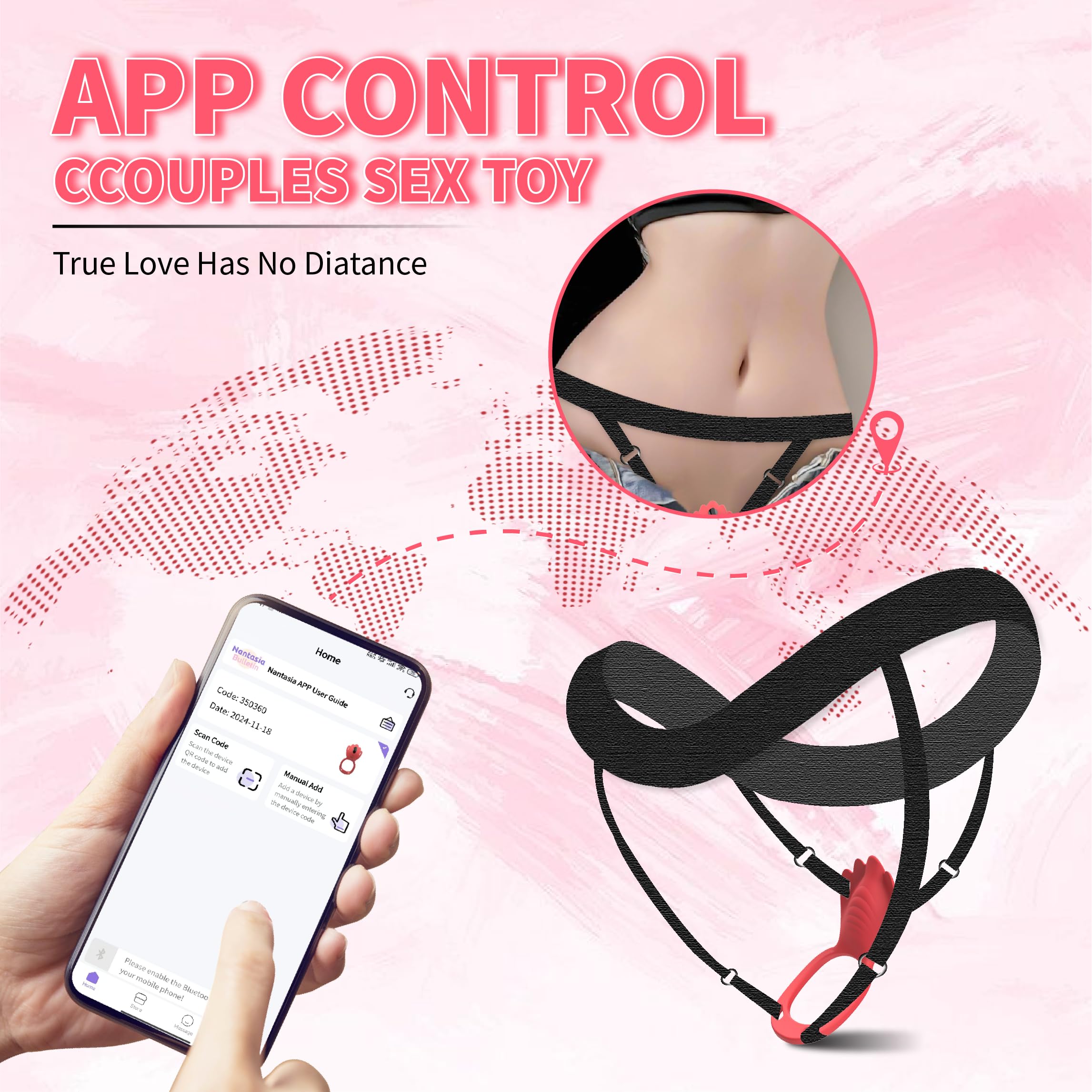 Wearable Panty Vibrator for Women - 9 Powerful Vibration Modes, APP & Remote Controlled Clitoral Stimulator, Couples Sex Toy with Penis Ring - Perfect for Solo Play & Intimate Moments