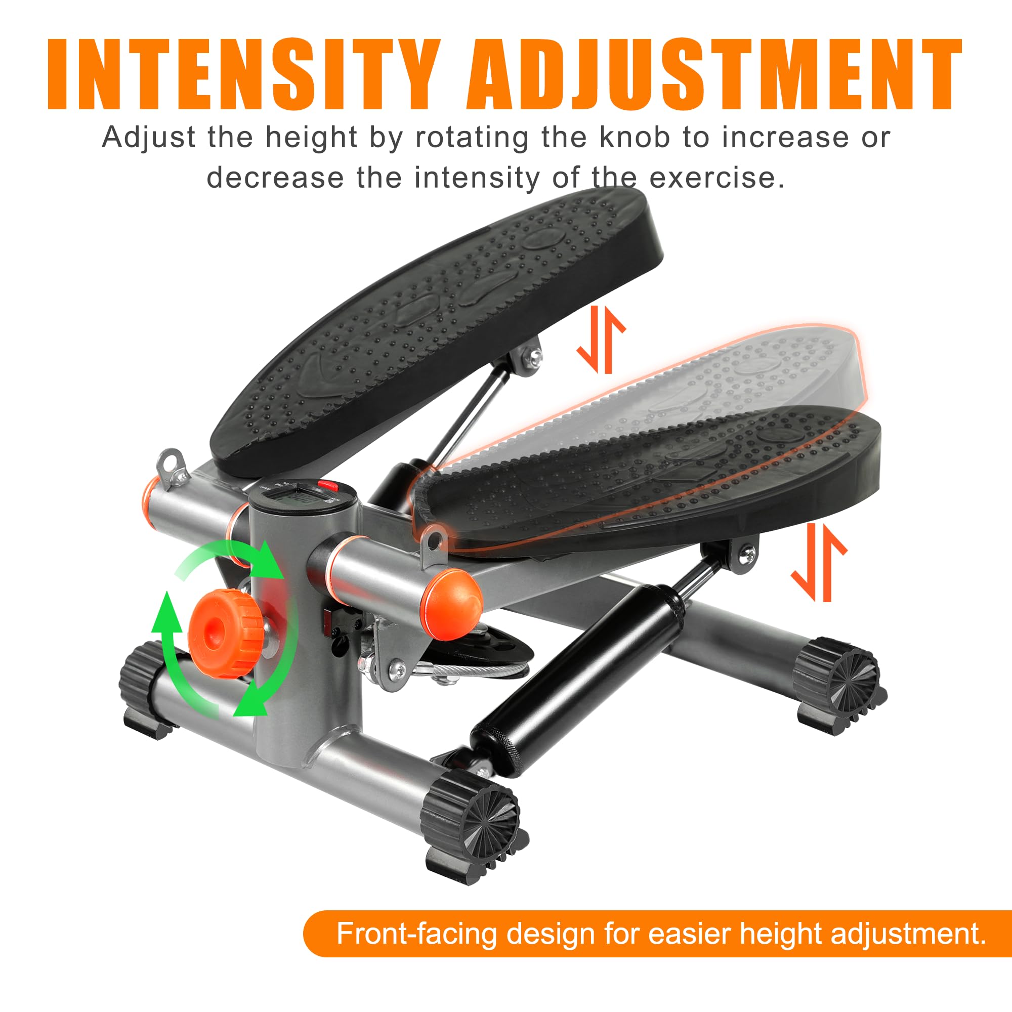 **Mini Stair Stepper with Resistance Bands - Home Exercise Equipment for Cardio & Full Body Workout | Compact Stair Climber Machine for Home Gym, Small Spaces & Office Use**