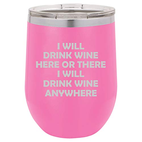 12 oz Double Wall Vacuum Insulated Stainless Steel Stemless Wine Tumbler - Leakproof Travel Mug for Coffee, Tea & Wine with Lid - Funny Quote 