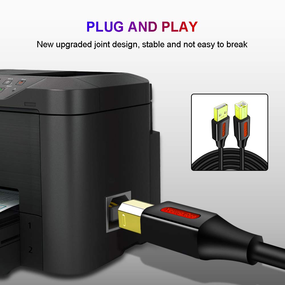 30ft USB 2.0 Printer Cable - High Speed A Male to B Male Scanner Cord for HP, Canon, Epson, Dell, Brother, Xerox, Samsung Printers - Perfect for Office, Home & Remote Workstations (10M Long Cable)