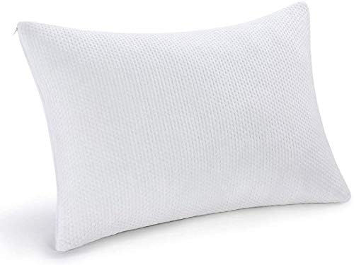 pillowLY - Shredded Memory Foam Pillow for Neck Pain Relief & Side Sleepers - Hypoallergenic & Adjustable Fill - White - Perfect for Back, Stomach & Side Sleepers