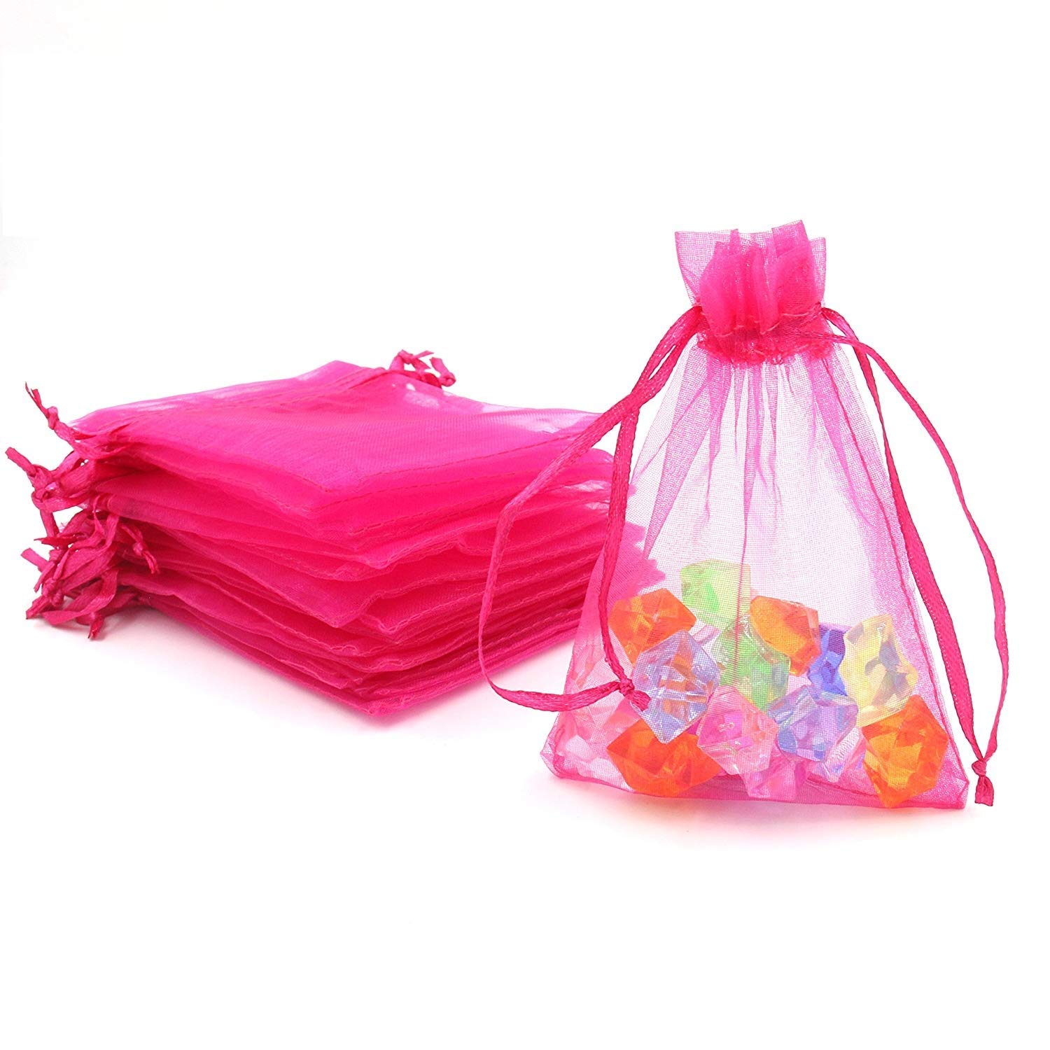 A&S Creavention® 100pcs Organza Drawstring Jewelry Pouches - Wedding Party Favor Bags, Gift Bags for Candy, Jewelry, Bridesmaid Gifts - Perfect for Baby Showers, Birthday Parties & Special Events