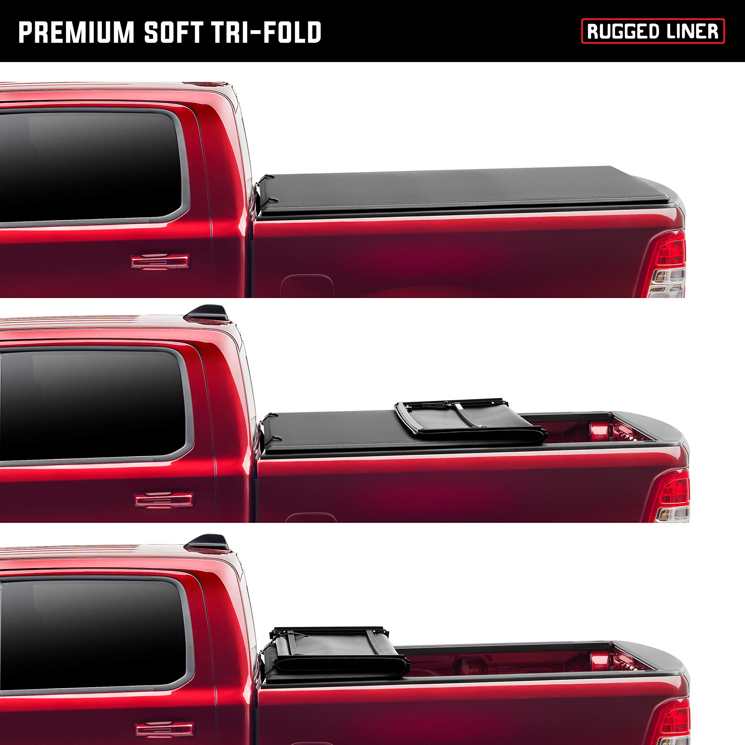 Rugged Liner Premium Soft Folding Truck Bed Tonneau Cover FCC5507 - Compatible with 2007-2013 Chevy Silverado & GMC Sierra 5.9 ft (69.3