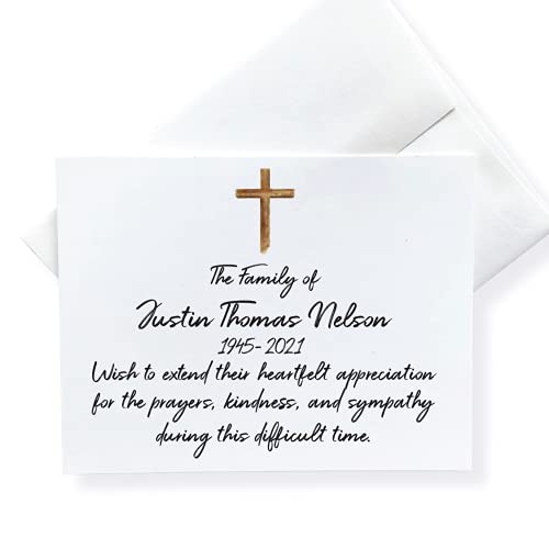 Personalized Sympathy Acknowledgement Cards with Envelopes - A2 Folded Christian Funeral Thank You Cards with Inside Message - Bereavement Condolence Gratitude Cards for Funeral Services, Memorials & Grief Support (Choose Quantity)