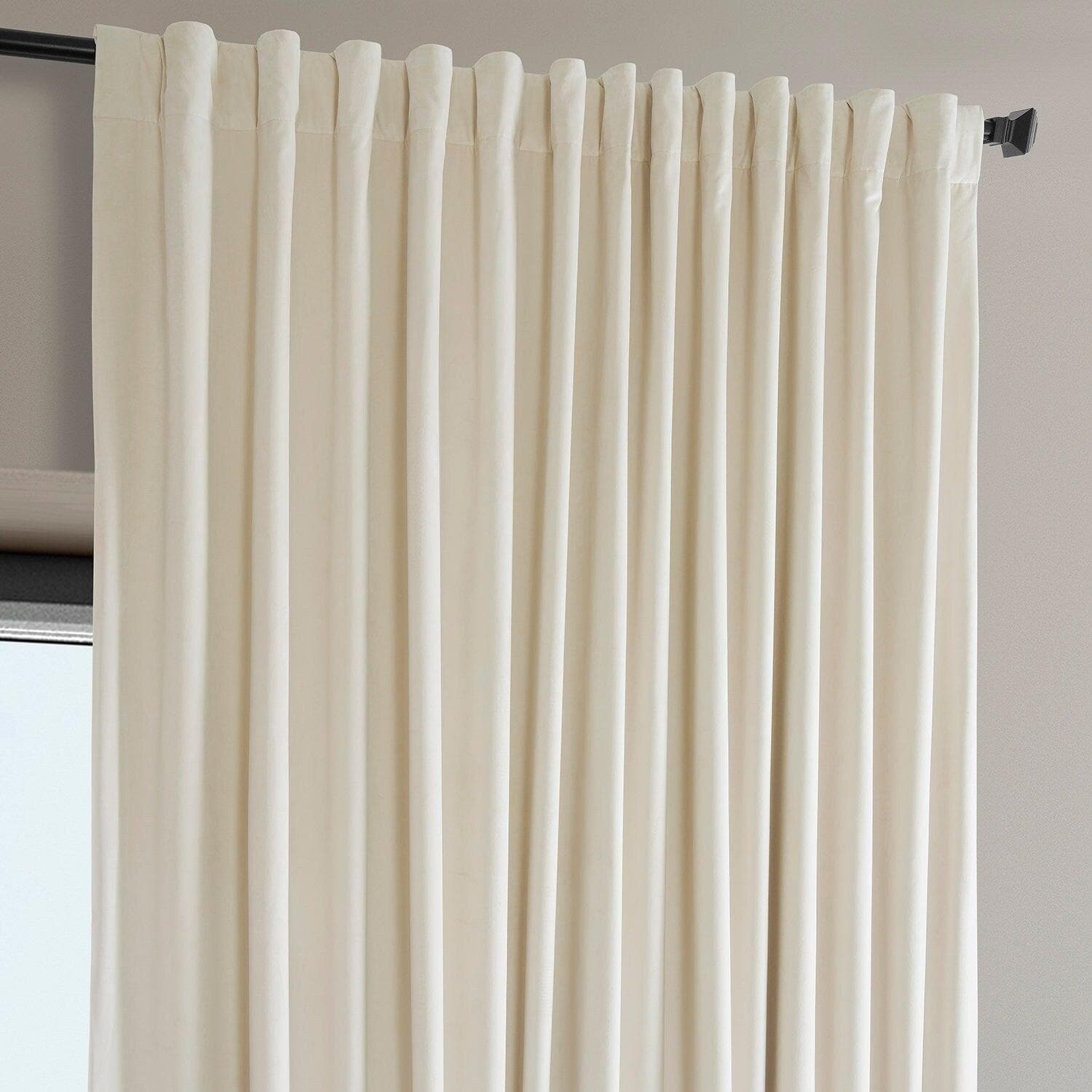 Extra Wide Signature Plush Velvet Blackout Curtains for Bedroom & Living Room - Diva Cream Hotel Collection - Noise Reducing & Light Blocking Window Drapes