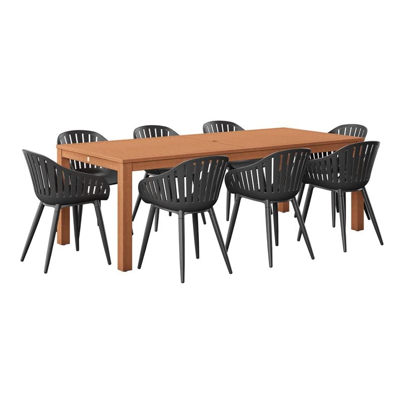 9-Piece Patio Dining Set in Black/Brown - Outdoor Furniture for Garden, Backyard & Poolside - Durable & Weather-Resistant