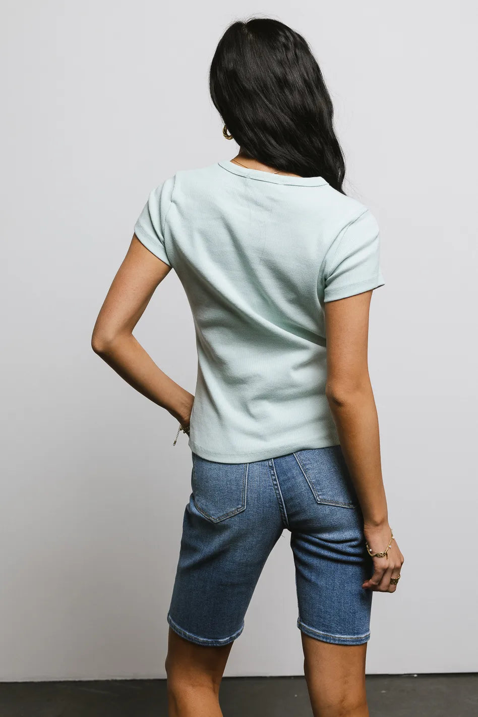 Addison Ribbed Top in Mint Green - Women's Casual Stretch Knit Shirt | Perfect for Layering, Everyday Wear & Summer Outfits