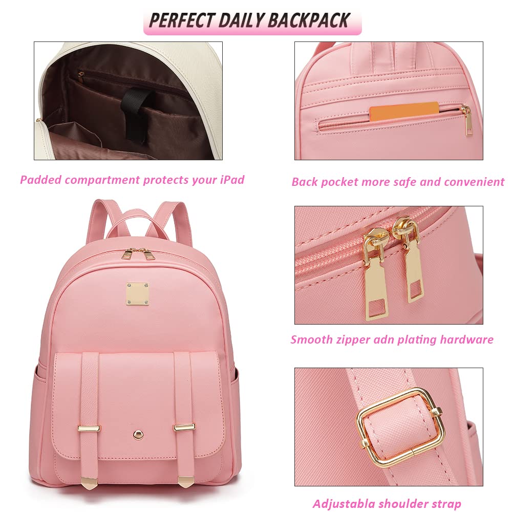 **MACCINELO Cute Leather Mini Backpack Purse for Women - Bowknot Small Backpack for Girls, Ladies Shoulder Bag (3pcs) - Perfect for Travel, School & Daily Use**