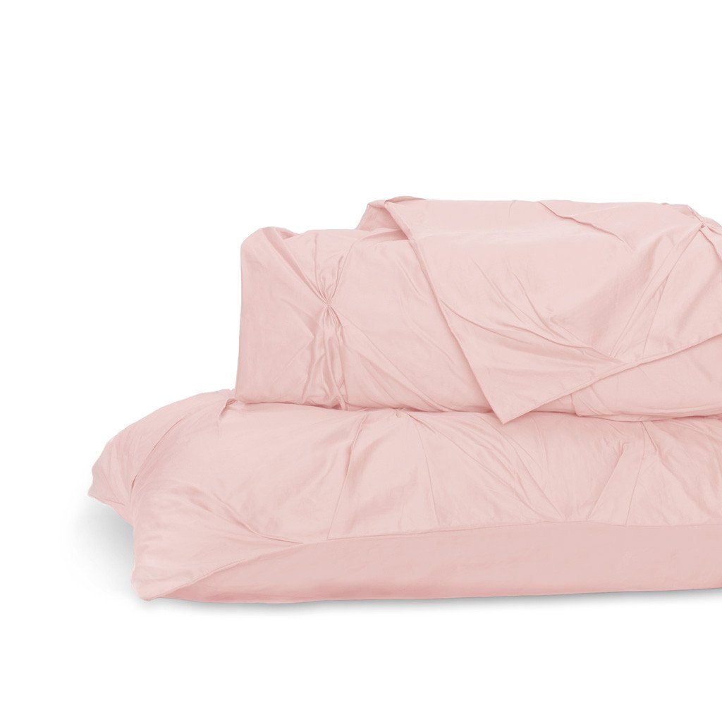 Luxury Pink Valencia Pintuck Duvet Cover Set - Queen Size, 100% Cotton Bedding with Button Closure - Perfect for Master Bedroom, Guest Room & Hotel Decor